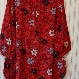 Woman Within 14/16 M Floral Blouse 3/4 Sleeve